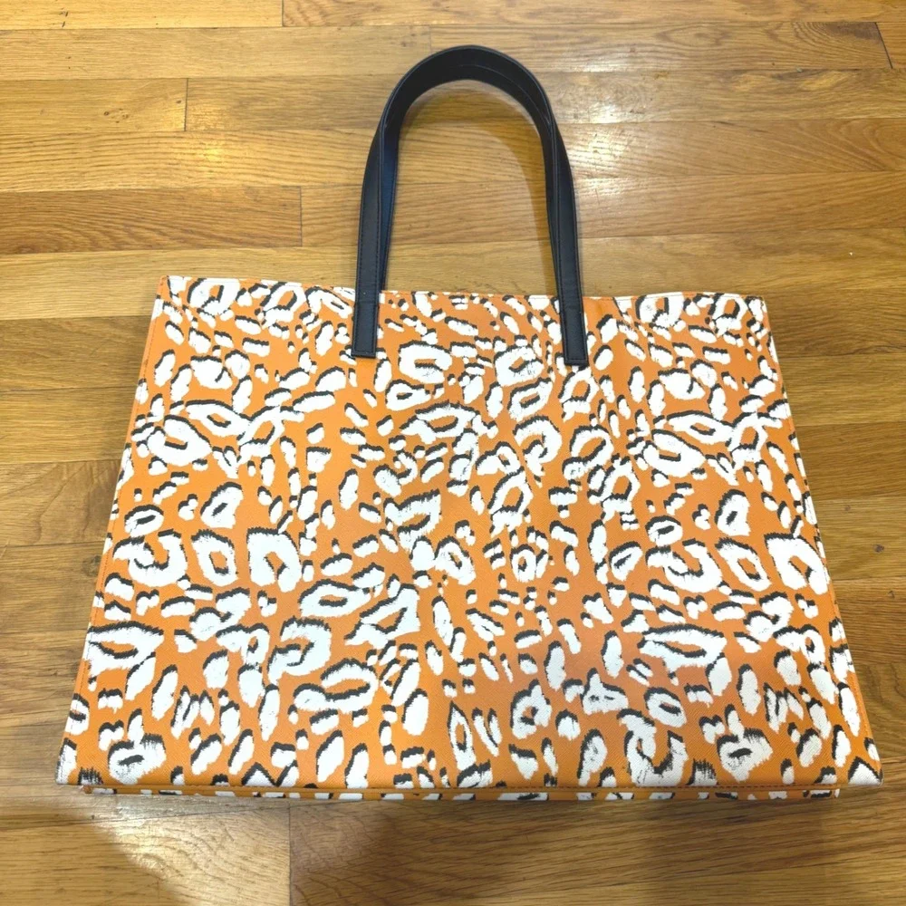 Ted Baker London Lilecon Orange Leopard Print Large‎ Icon Tote Bag Shopper